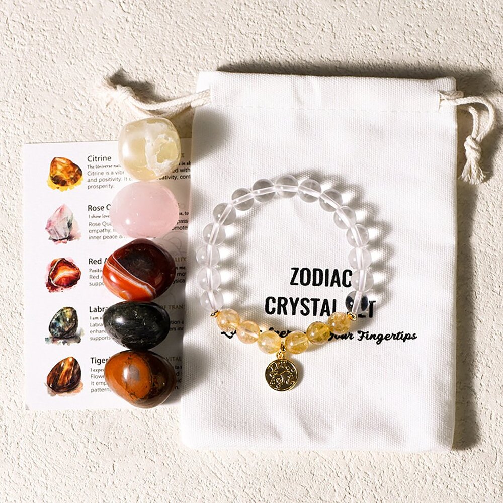 Tumbled Stones Astrology Set, Zodiac Crystal Stones, Zodiac Gift
